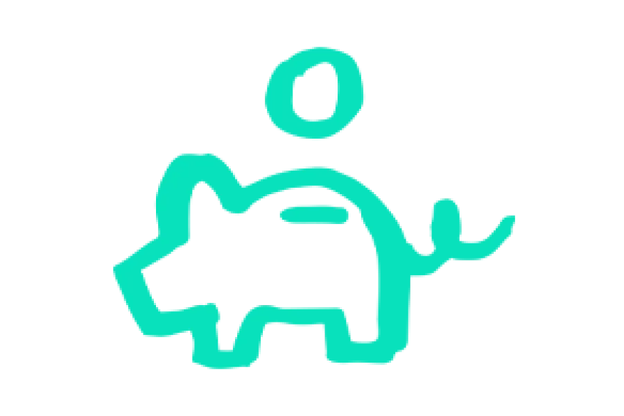Line art of a piggy bank