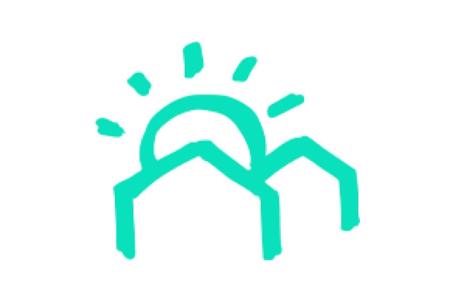 Line art of a house with a sun behind it